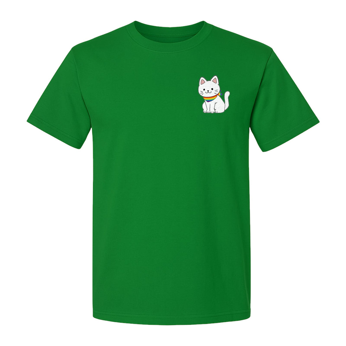 Cat T-Shirt, Rainbow Collar Pocket Design for Pride Celebrations and Everyday Wear