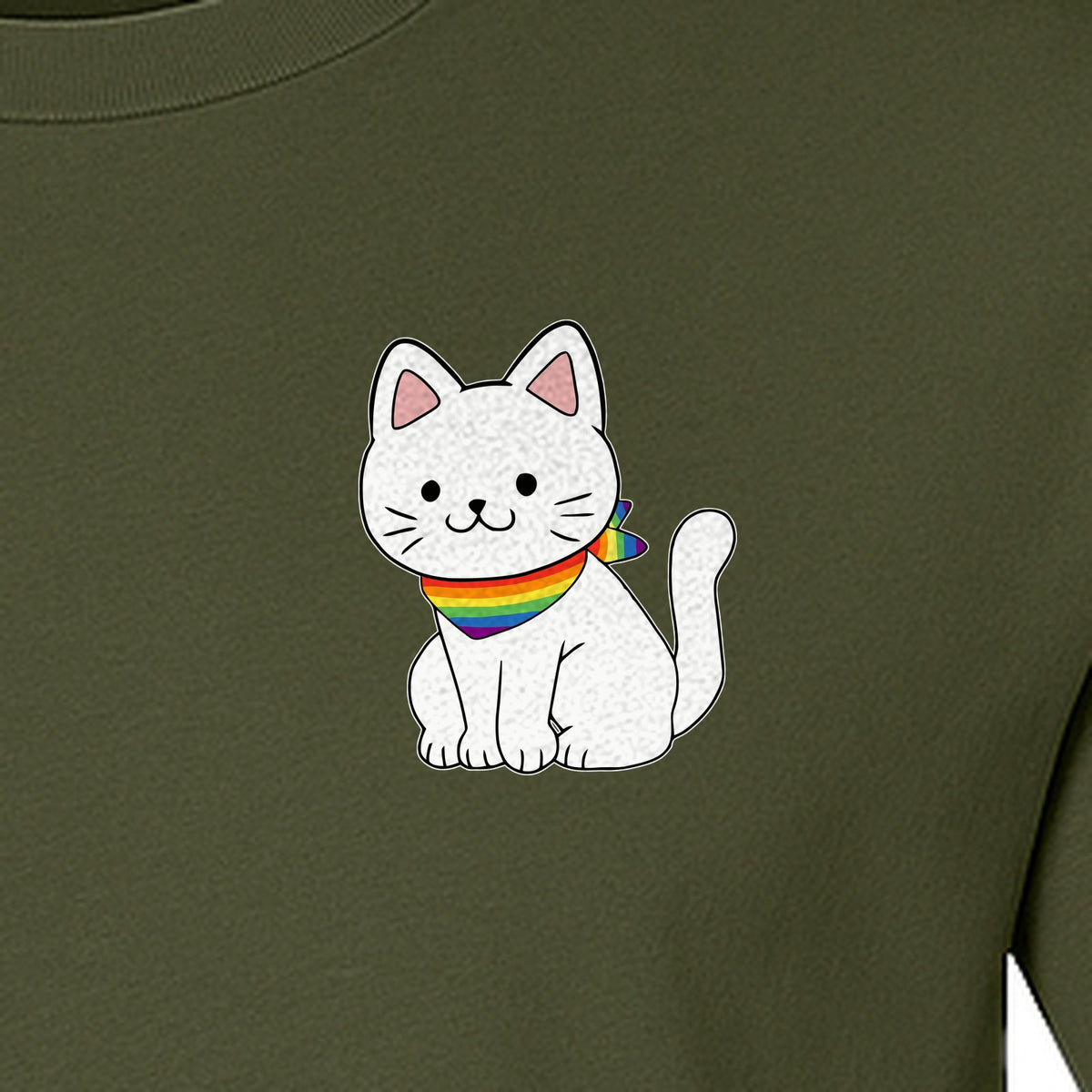 Cat T-Shirt, Rainbow Collar Pocket Design for Pride Celebrations and Everyday Wear