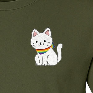 Cat T-Shirt, Rainbow Collar Pocket Design for Pride Celebrations and Everyday Wear