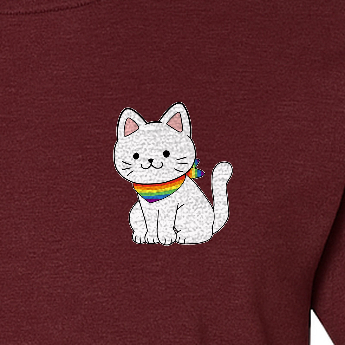 Cat T-Shirt, Rainbow Collar Pocket Design for Pride Celebrations and Everyday Wear