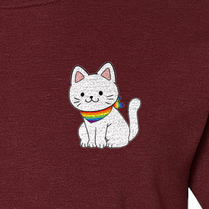 Cat T-Shirt, Rainbow Collar Pocket Design for Pride Celebrations and Everyday Wear