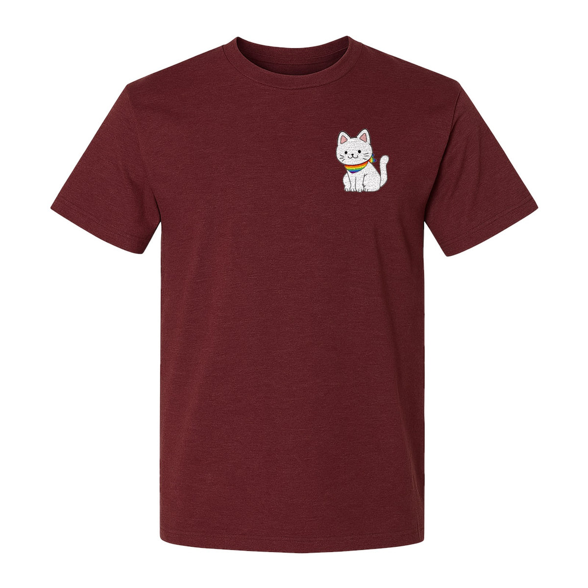 Cat T-Shirt, Rainbow Collar Pocket Design for Pride Celebrations and Everyday Wear