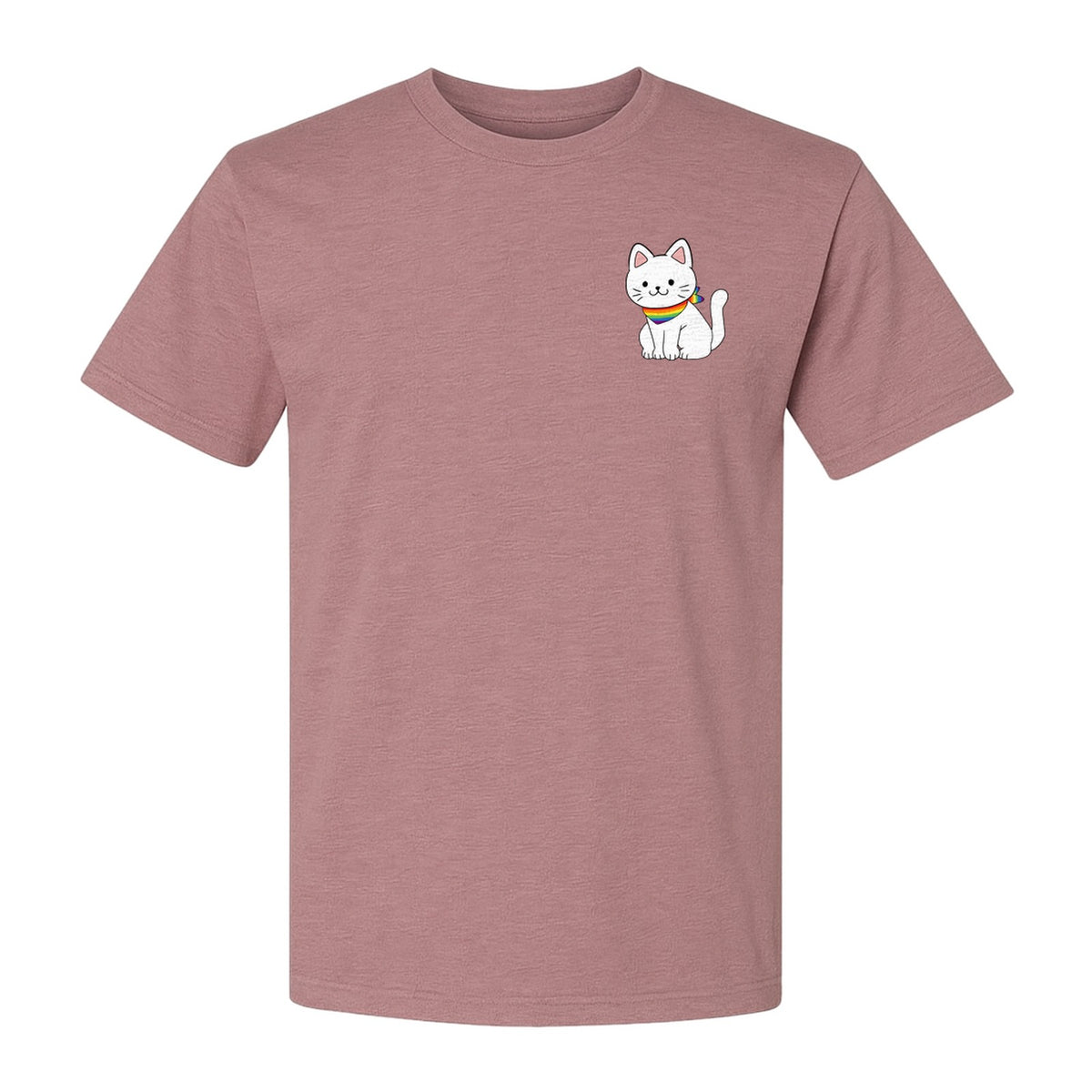 Cat T-Shirt, Rainbow Collar Pocket Design for Pride Celebrations and Everyday Wear
