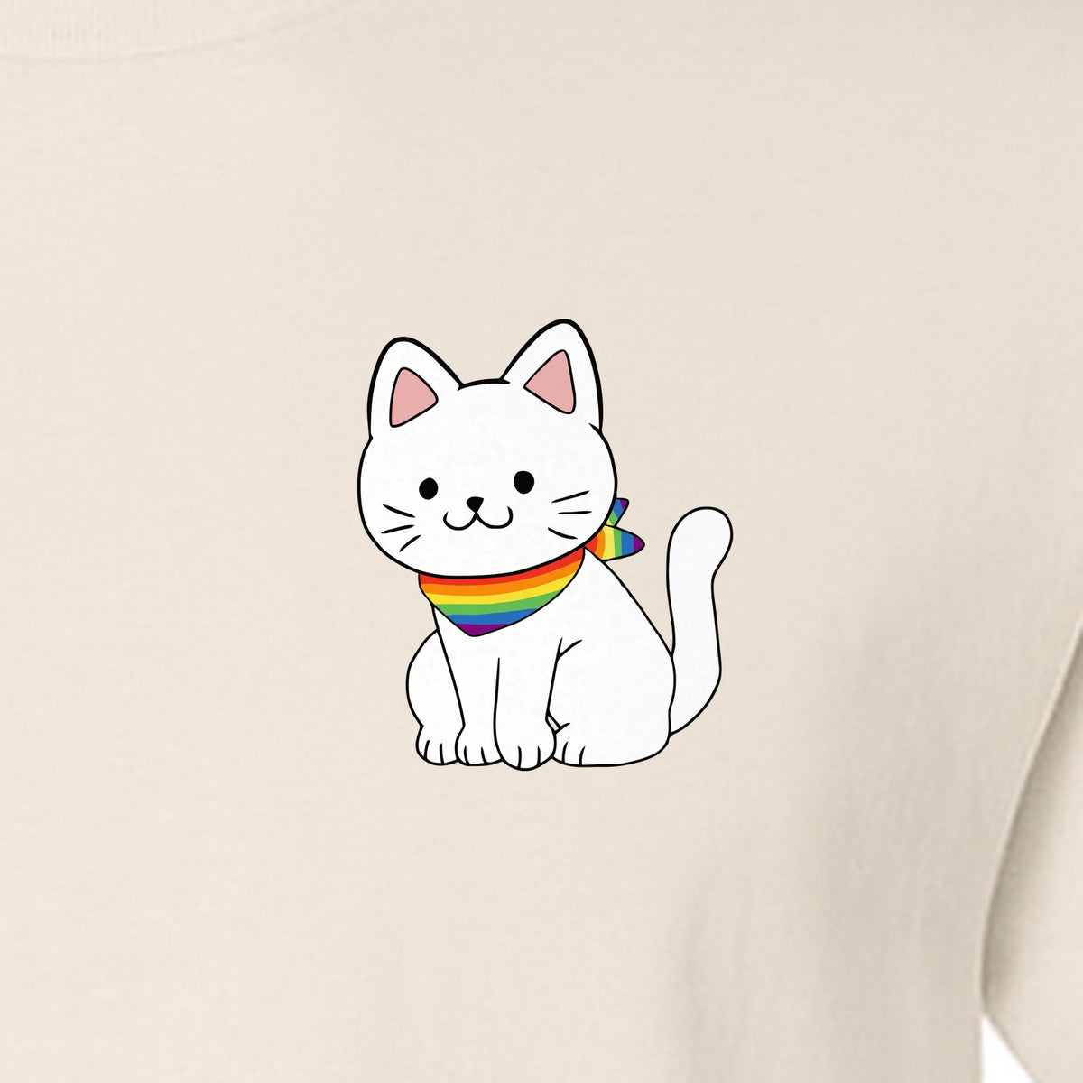 Cat T-Shirt, Rainbow Collar Pocket Design for Pride Celebrations and Everyday Wear