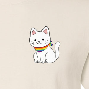 Cat T-Shirt, Rainbow Collar Pocket Design for Pride Celebrations and Everyday Wear