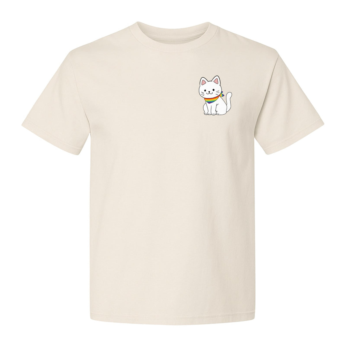 Cat T-Shirt, Rainbow Collar Pocket Design for Pride Celebrations and Everyday Wear
