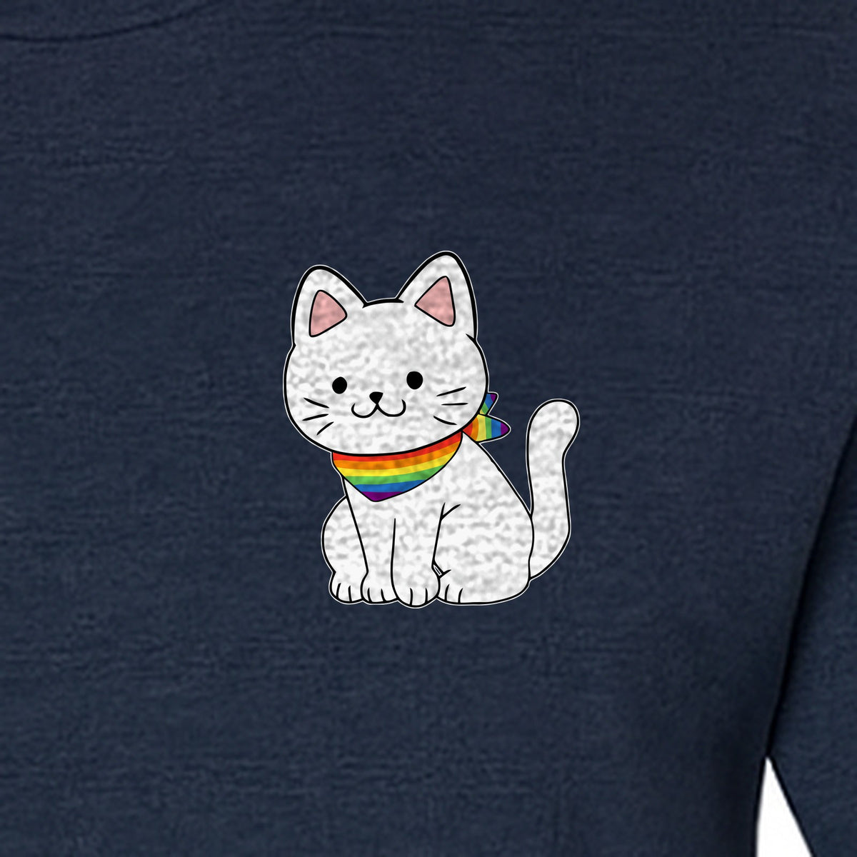 Cat T-Shirt, Rainbow Collar Pocket Design for Pride Celebrations and Everyday Wear