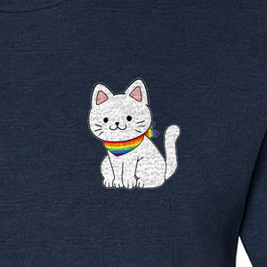 Cat T-Shirt, Rainbow Collar Pocket Design for Pride Celebrations and Everyday Wear