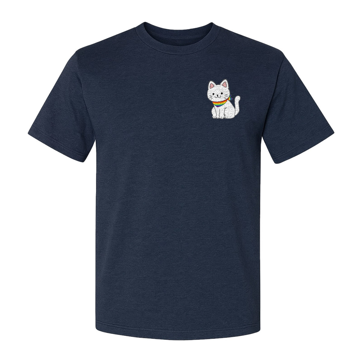 Cat T-Shirt, Rainbow Collar Pocket Design for Pride Celebrations and Everyday Wear