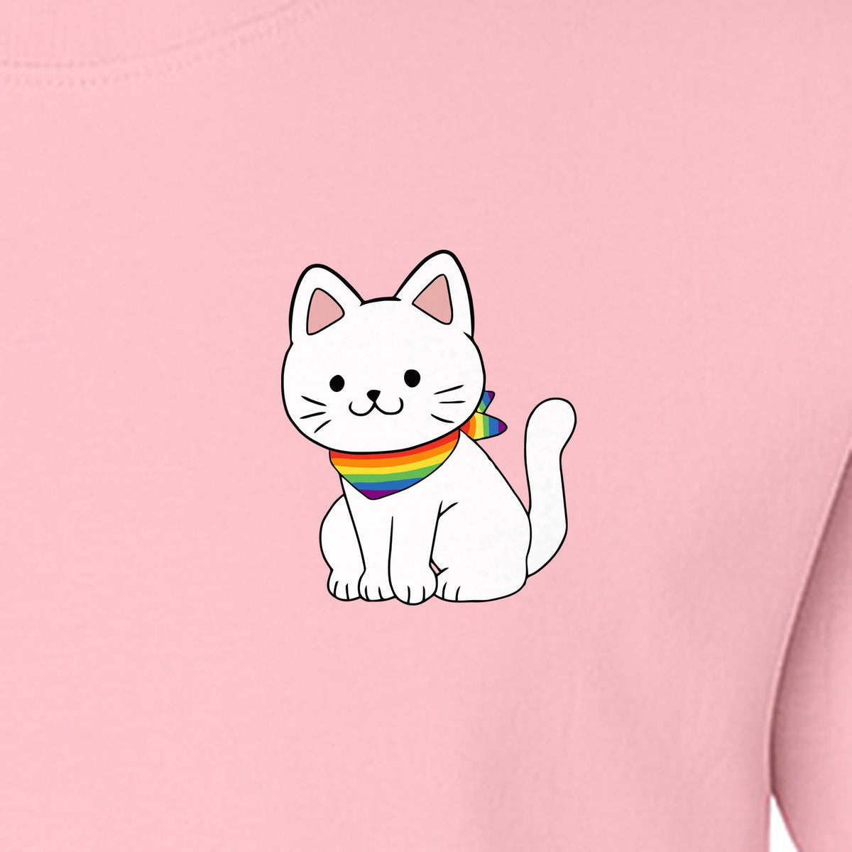 Cat T-Shirt, Rainbow Collar Pocket Design for Pride Celebrations and Everyday Wear