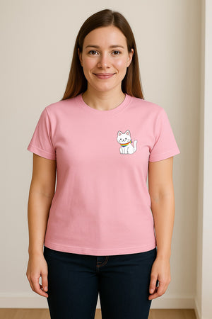 Cat T-Shirt, Rainbow Collar Pocket Design for Pride Celebrations and Everyday Wear
