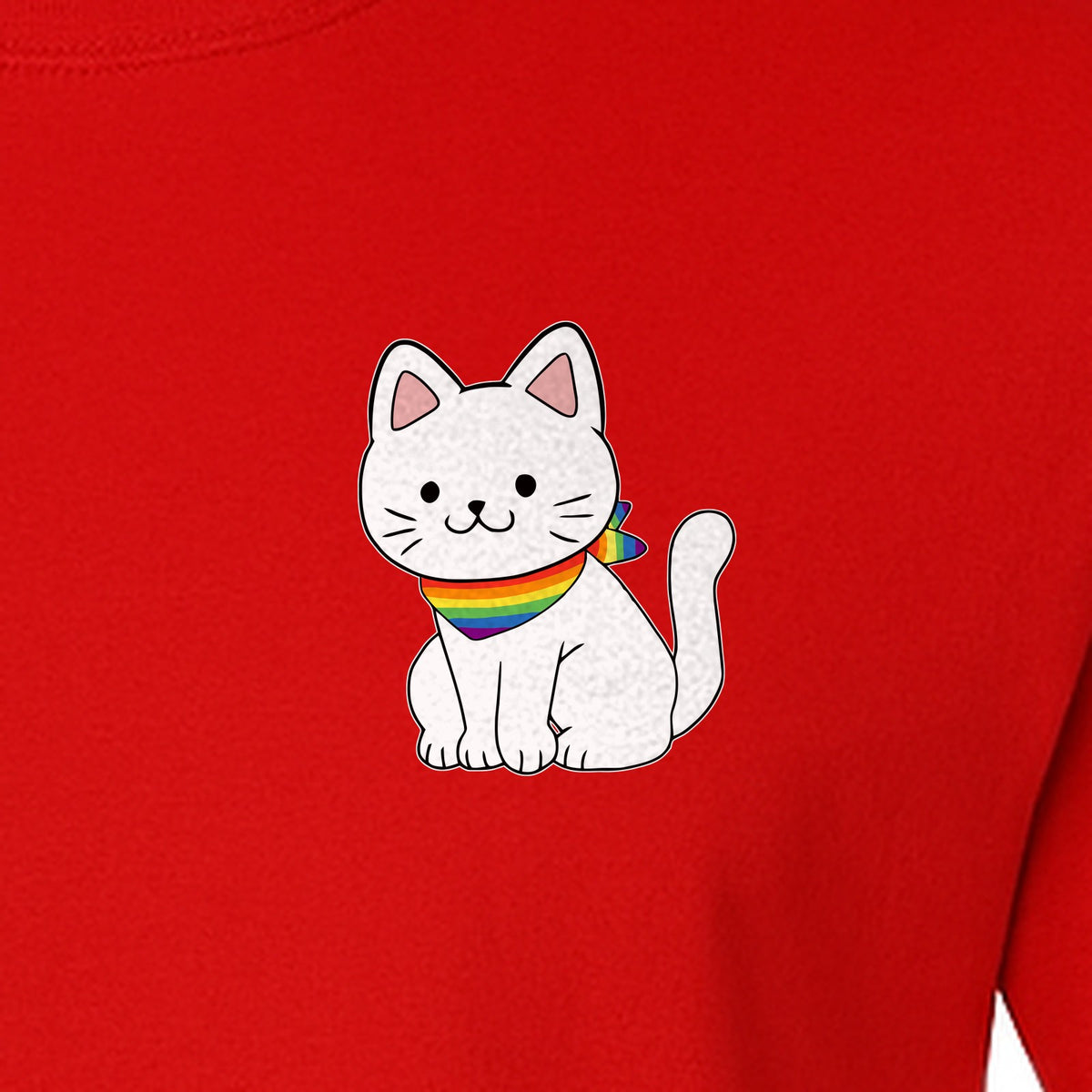 Cat T-Shirt, Rainbow Collar Pocket Design for Pride Celebrations and Everyday Wear