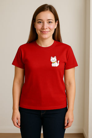 Cat T-Shirt, Rainbow Collar Pocket Design for Pride Celebrations and Everyday Wear