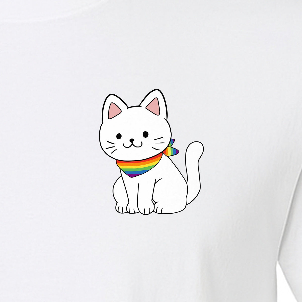 Cat T-Shirt, Rainbow Collar Pocket Design for Pride Celebrations and Everyday Wear
