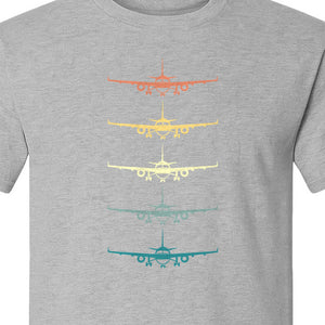 Airplane T-Shirt, Retro Stacked Aircraft Design for Pilots, Aviation Fans and Travelers