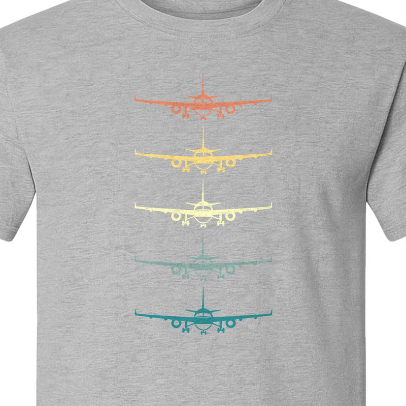 Airplane T-Shirt, Retro Stacked Aircraft Design for Pilots, Aviation Fans and Travelers