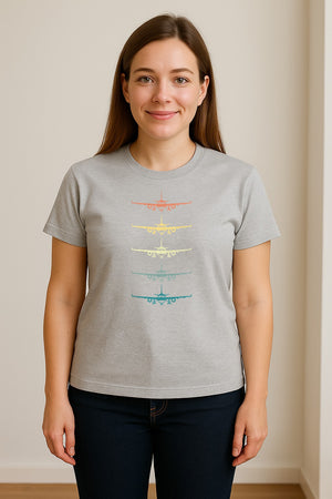 Airplane T-Shirt, Retro Stacked Aircraft Design for Pilots, Aviation Fans and Travelers