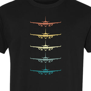 Airplane T-Shirt, Retro Stacked Aircraft Design for Pilots, Aviation Fans and Travelers