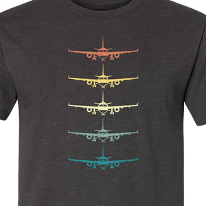 Airplane T-Shirt, Retro Stacked Aircraft Design for Pilots, Aviation Fans and Travelers