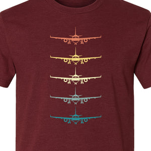Airplane T-Shirt, Retro Stacked Aircraft Design for Pilots, Aviation Fans and Travelers