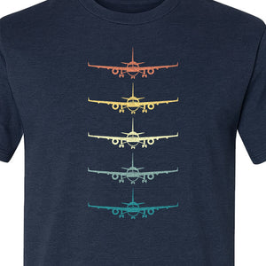 Airplane T-Shirt, Retro Stacked Aircraft Design for Pilots, Aviation Fans and Travelers