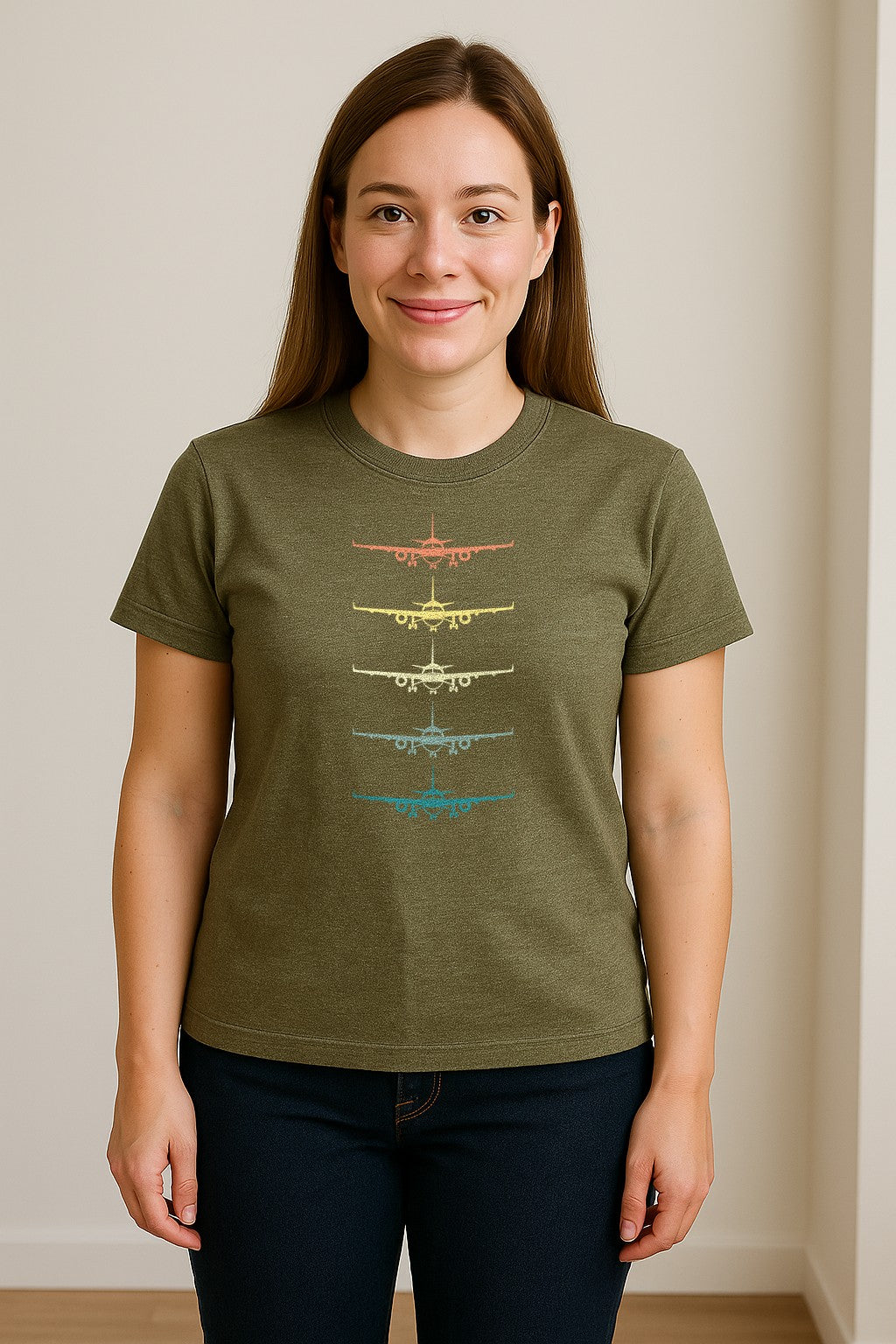 Airplane T-Shirt, Retro Stacked Aircraft Design for Pilots, Aviation Fans and Travelers