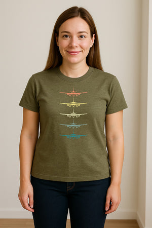 Airplane T-Shirt, Retro Stacked Aircraft Design for Pilots, Aviation Fans and Travelers