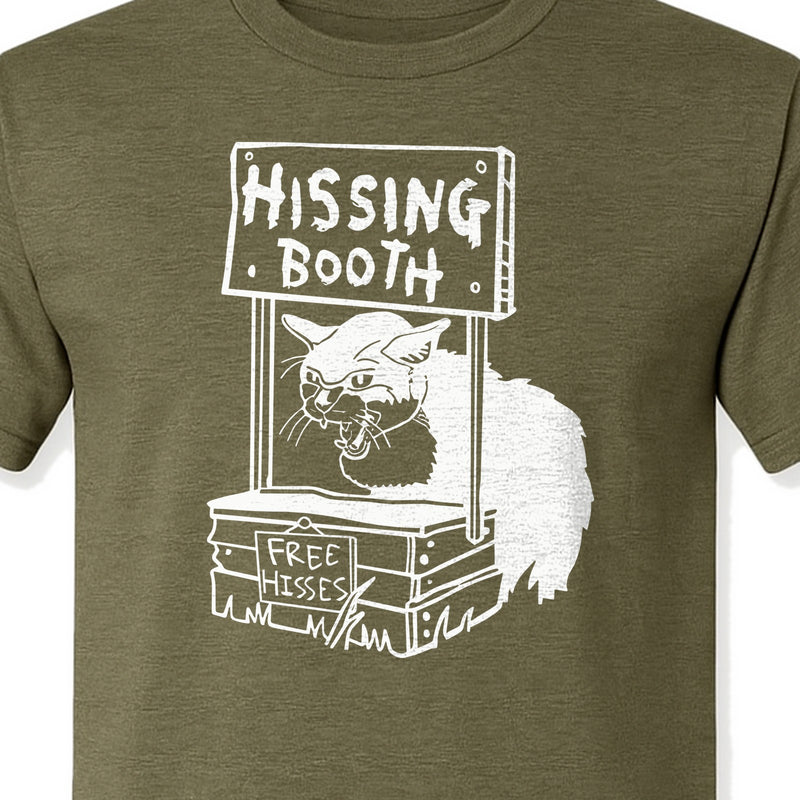 Cat T-Shirt, Hissing Booth Graphic for Feline Lovers and Sarcastic Humor Fans