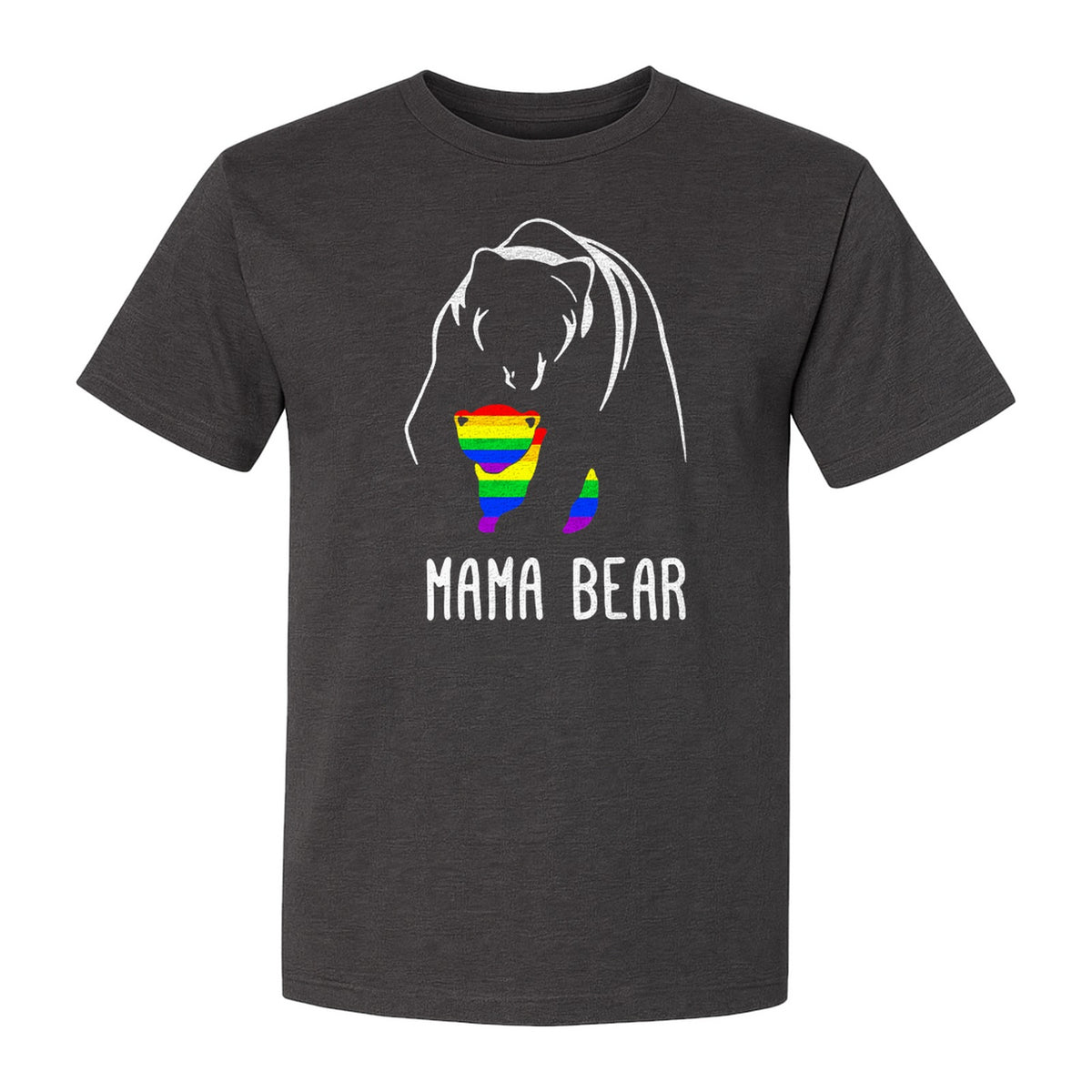 Mama Bear Rainbow Pride T-Shirt, Line Art Cub Design for Supportive Moms and Family Gifts