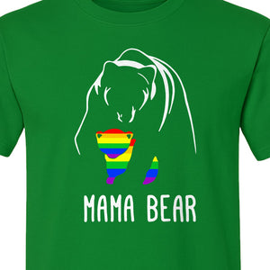 Mama Bear Rainbow Pride T-Shirt, Line Art Cub Design for Supportive Moms and Family Gifts