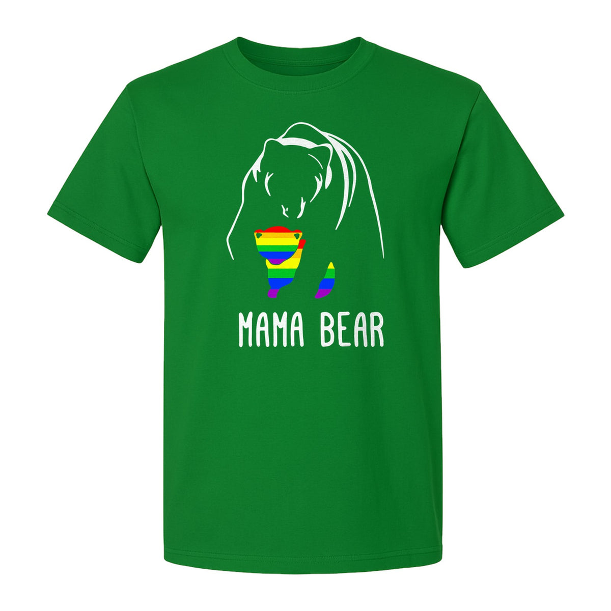 Mama Bear Rainbow Pride T-Shirt, Line Art Cub Design for Supportive Moms and Family Gifts