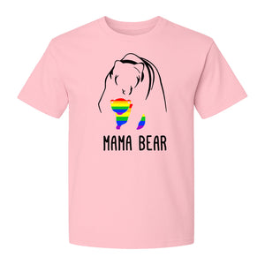 Mama Bear Rainbow Pride T-Shirt, Line Art Cub Design for Supportive Moms and Family Gifts