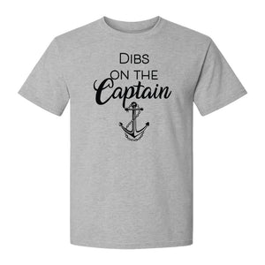 Dibs On The Captain T-Shirt, Anchor Design for Lake Vacations and Boating Humor
