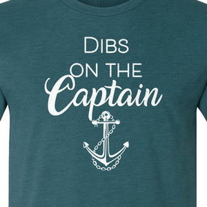 Dibs On The Captain T-Shirt, Anchor Design for Lake Vacations and Boating Humor
