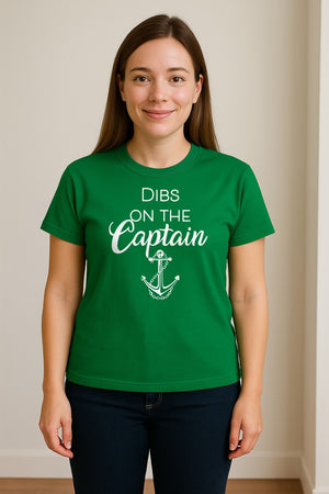 Dibs On The Captain T-Shirt, Anchor Design for Lake Vacations and Boating Humor