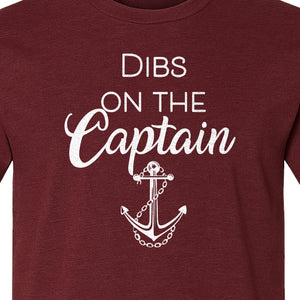 Dibs On The Captain T-Shirt, Anchor Design for Lake Vacations and Boating Humor