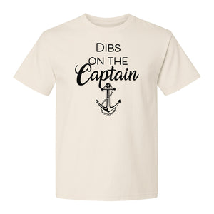 Dibs On The Captain T-Shirt, Anchor Design for Lake Vacations and Boating Humor
