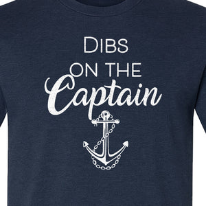 Dibs On The Captain T-Shirt, Anchor Design for Lake Vacations and Boating Humor