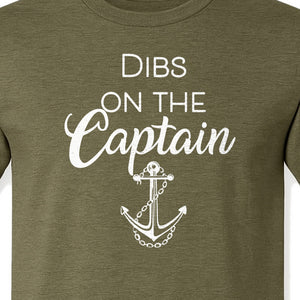 Dibs On The Captain T-Shirt, Anchor Design for Lake Vacations and Boating Humor