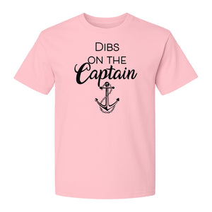 Dibs On The Captain T-Shirt, Anchor Design for Lake Vacations and Boating Humor