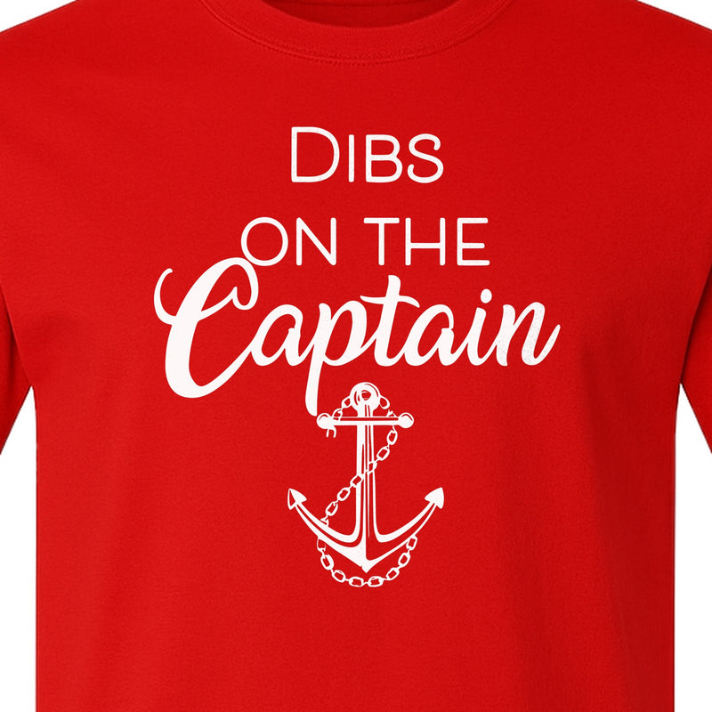 Dibs On The Captain T-Shirt, Anchor Design for Lake Vacations and Boating Humor