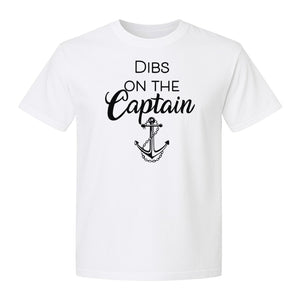 Dibs On The Captain T-Shirt, Anchor Design for Lake Vacations and Boating Humor