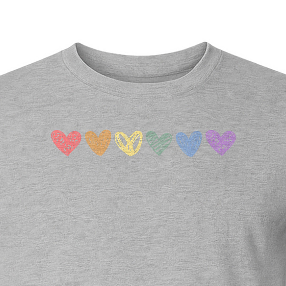 Rainbow Heart T-Shirt, Sketchy Stripe Pride Graphic for LGBTQ Community Support