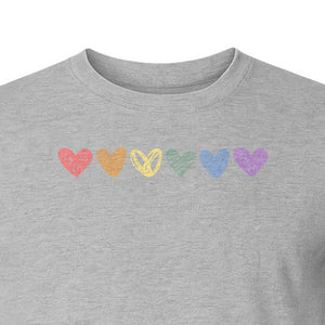 Rainbow Heart T-Shirt, Sketchy Stripe Pride Graphic for LGBTQ Community Support