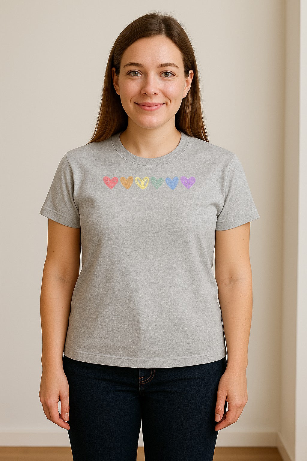 Rainbow Heart T-Shirt, Sketchy Stripe Pride Graphic for LGBTQ Community Support