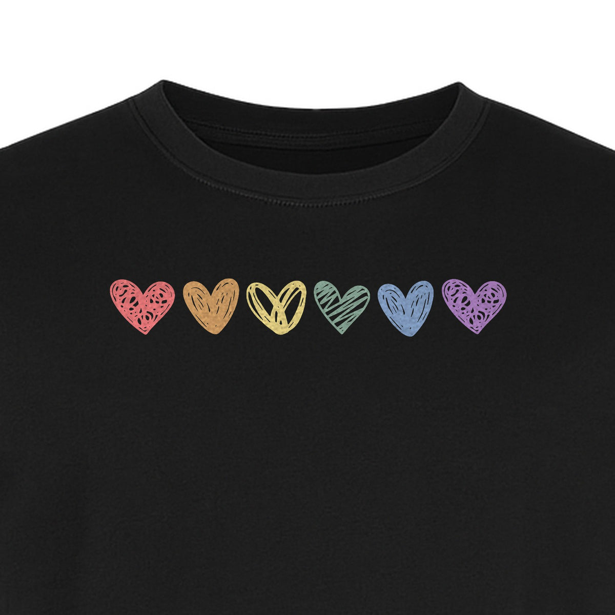 Rainbow Heart T-Shirt, Sketchy Stripe Pride Graphic for LGBTQ Community Support