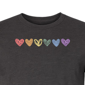 Rainbow Heart T-Shirt, Sketchy Stripe Pride Graphic for LGBTQ Community Support