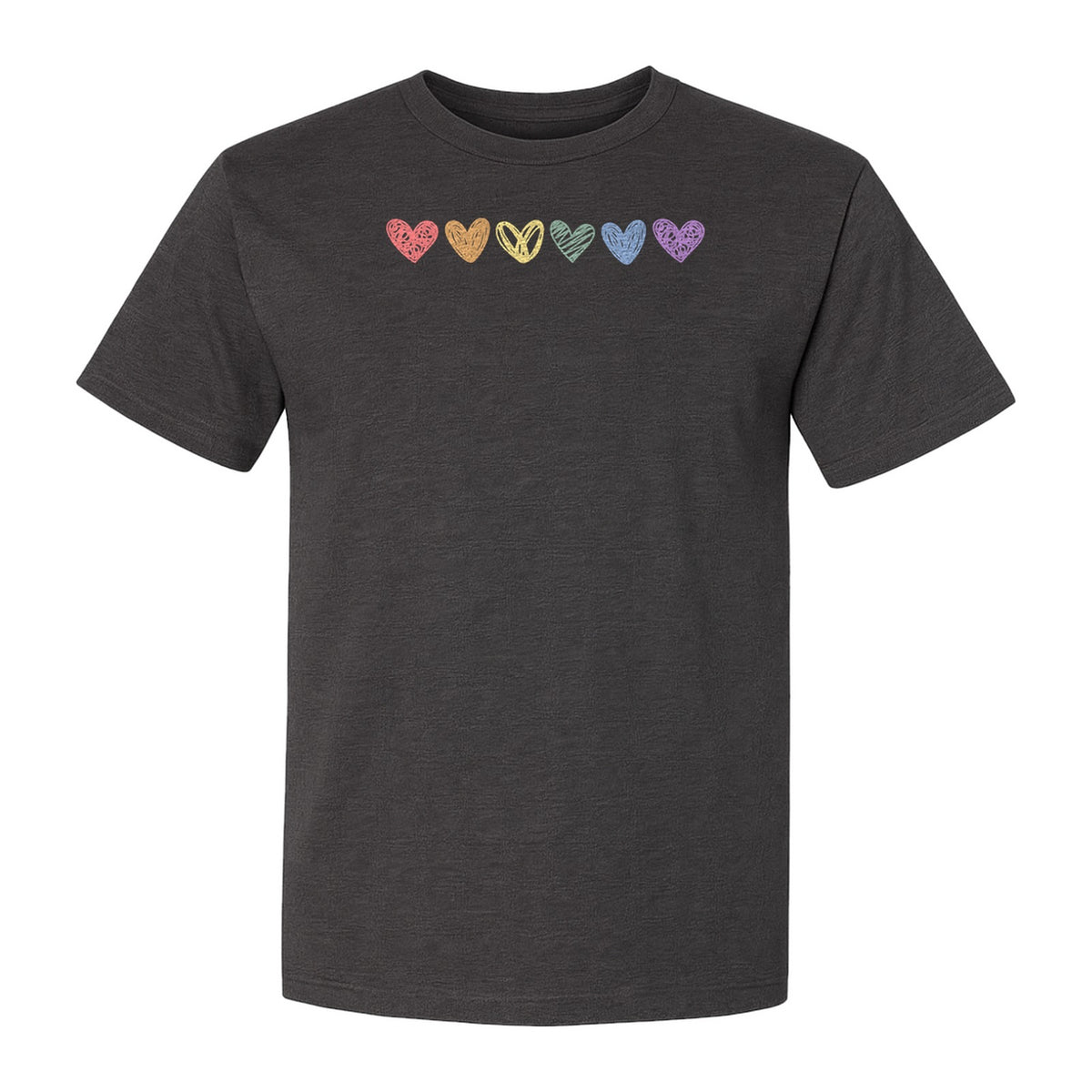 Rainbow Heart T-Shirt, Sketchy Stripe Pride Graphic for LGBTQ Community Support