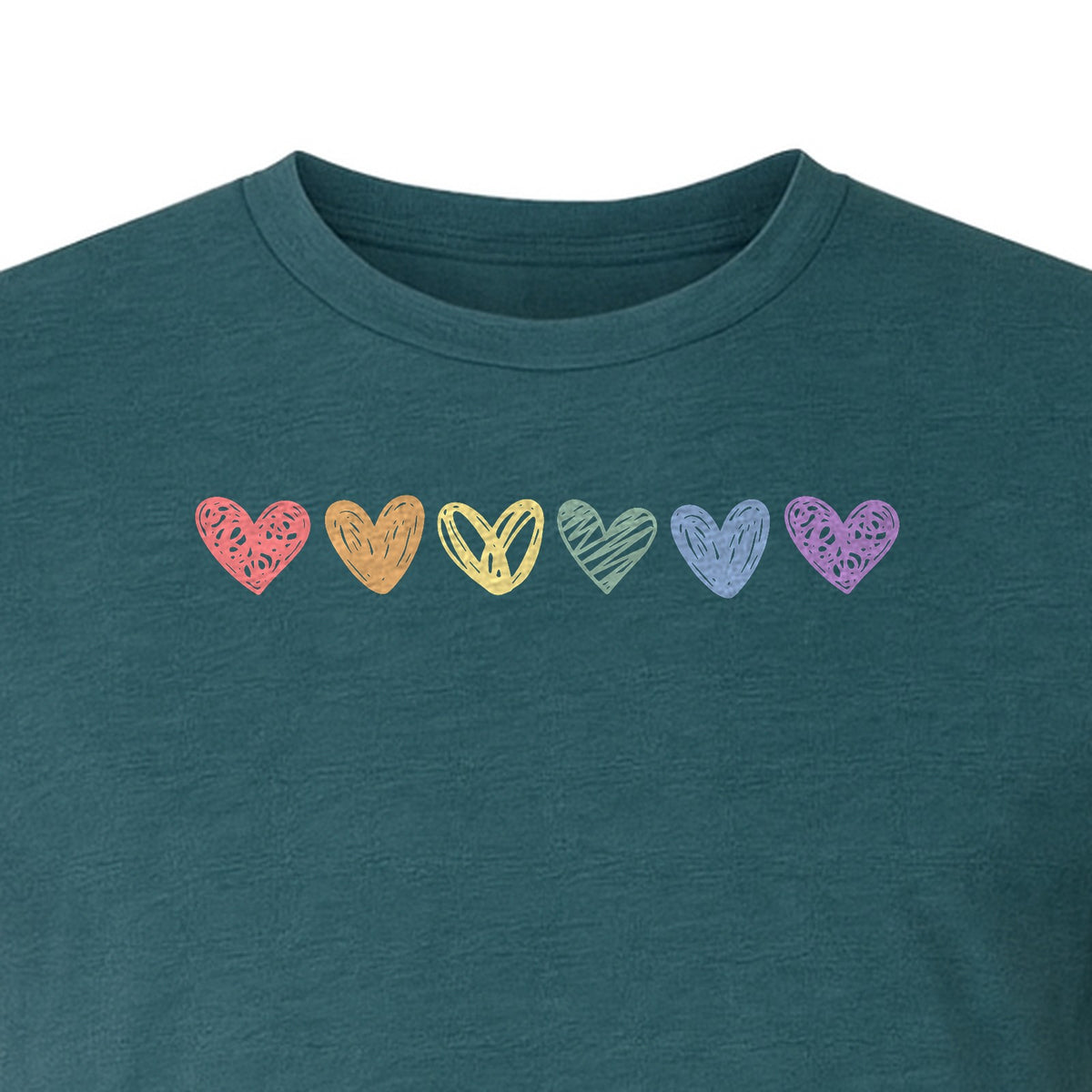 Rainbow Heart T-Shirt, Sketchy Stripe Pride Graphic for LGBTQ Community Support