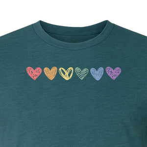 Rainbow Heart T-Shirt, Sketchy Stripe Pride Graphic for LGBTQ Community Support